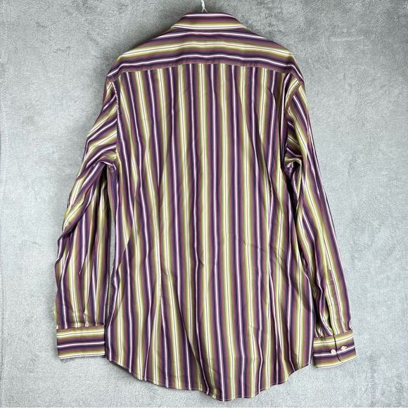 Etro Milano Shirt Mens 44 Colorful Button Down Striped dress shirt Cotton Italy - Picture 4 of 6